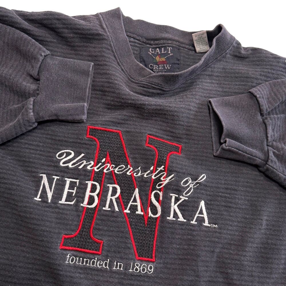 VTG RARE Univ of Nebraska Huskers Galt Crew Grey  Football Sweatshirt Men XL USA